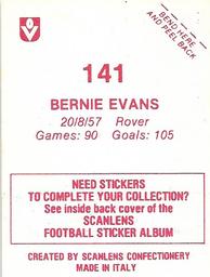 1983 Scanlens VFL Stickers #141 Bernie Evans Back